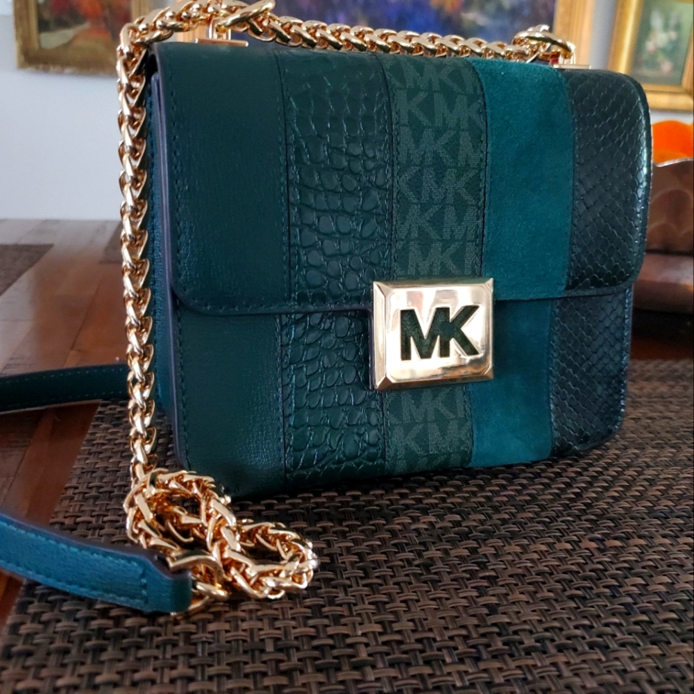 MICHAEL KORS Emerald Green Small Limited Edition Crocodile Shoulder Bag